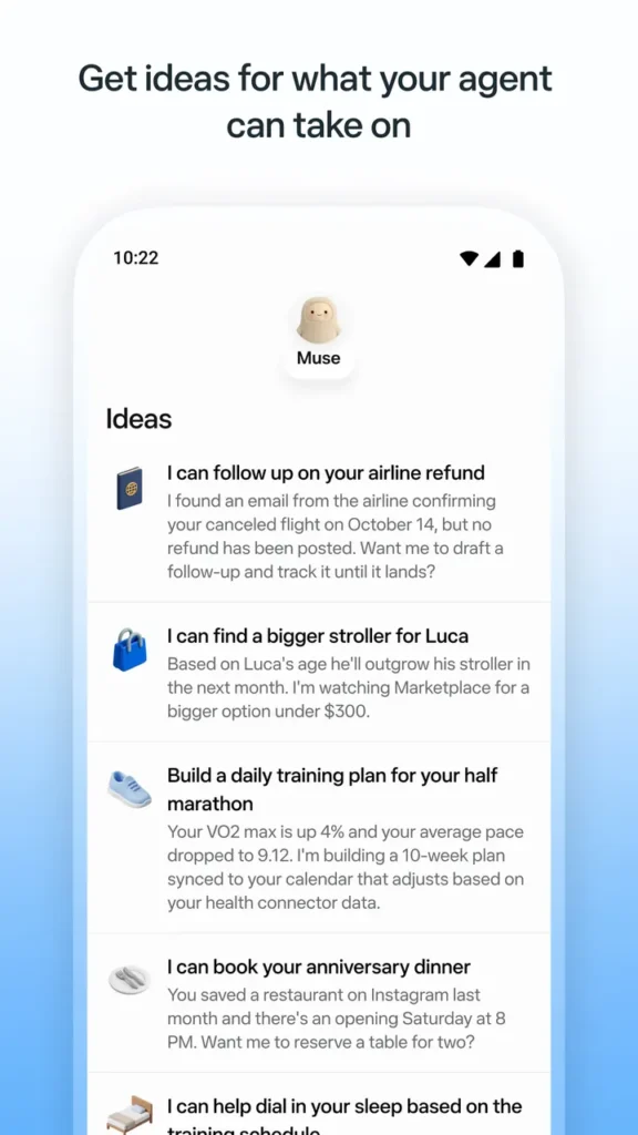 Muse AI key features after Muse AI APK Download — tasks, shopping, budget and fitness